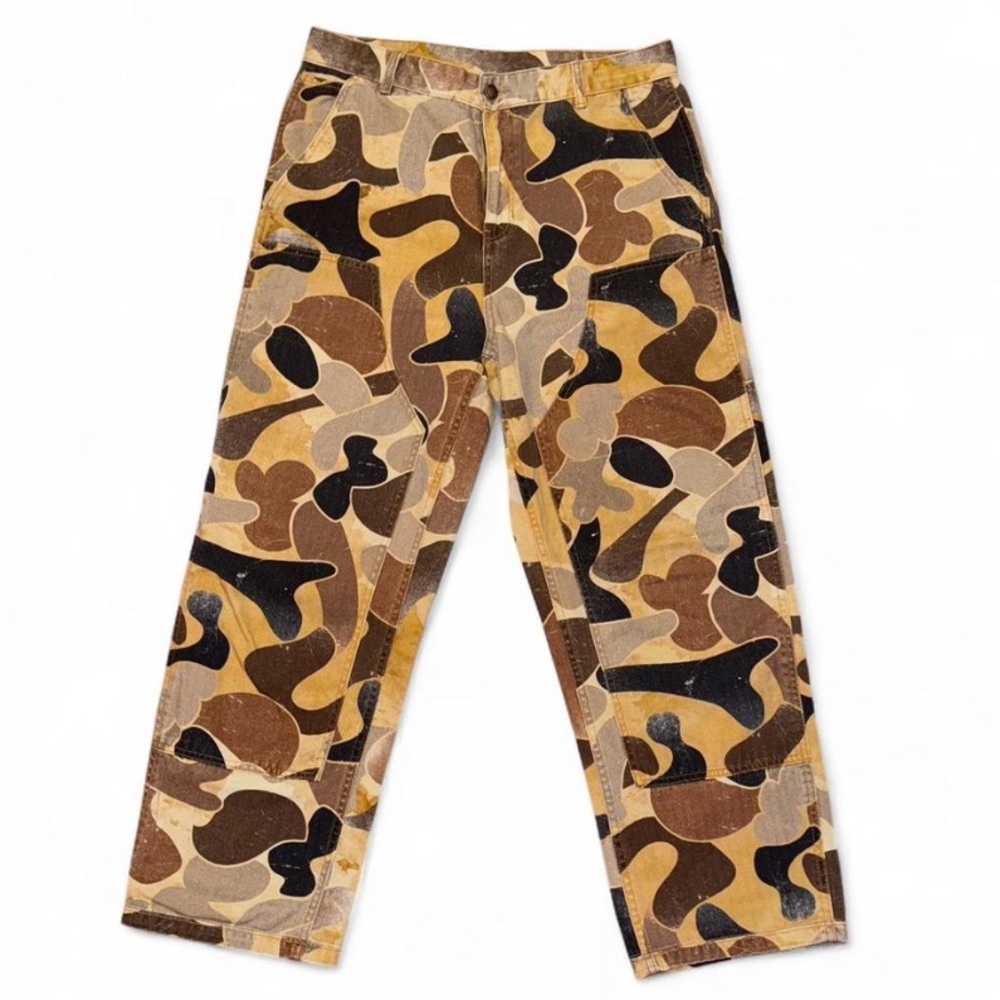 Zara Abstract Pattern Camo Double Knee Carpenter Pants